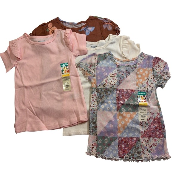 Kids 4 Piece Outfit Tops Floral Butterfly Short Sleeve Ruffles Size 3T - Picture 4 of 4